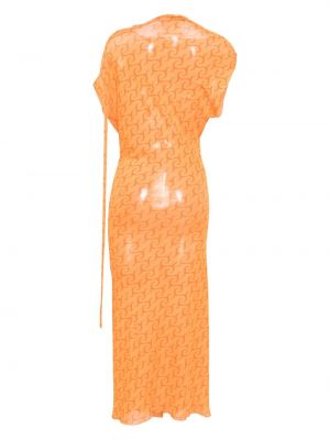 Robe mi-longue à imprimé à motifs abstraits Jade Cropper orange
