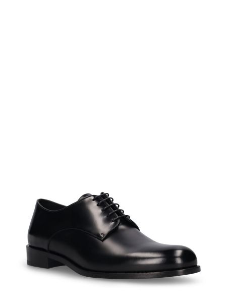 Кожени ниски обувки с връзки с дантела Giorgio Armani черно