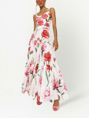 Květinové dlouhá sukně s potiskem Dolce & Gabbana bílé
