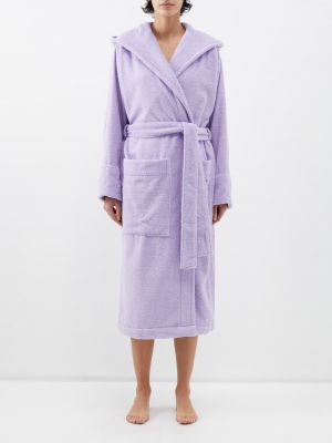 Махровый халат с капюшоном Tekla фиолетовый