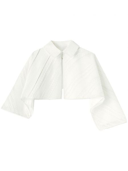 Асиметрично палто бродирано Jil Sander бяло