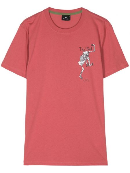 Βαμβακερή μπλούζα με σχέδιο Ps Paul Smith ροζ