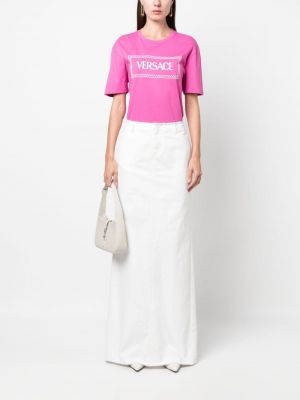 Kokvilnas t-krekls Versace rozā