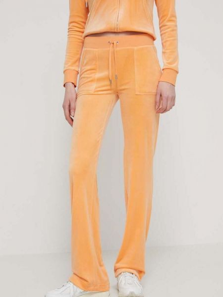 Welurowe spodnie sportowe Juicy Couture pomarańczowe
