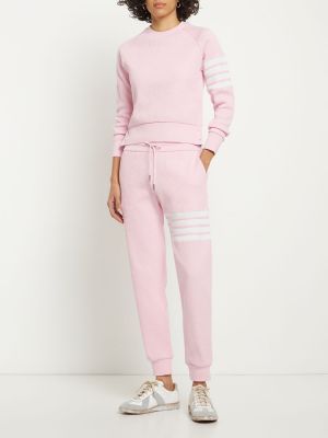 Bavlněné běžecké kalhoty jersey Thom Browne růžové