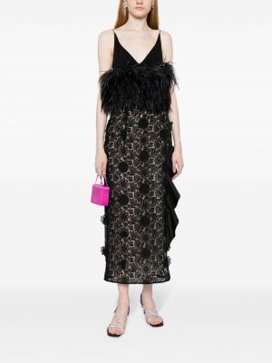Krajkové hedvábné midi sukně Huishan Zhang černé