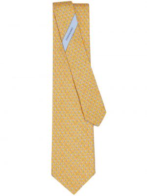 Cravate en soie à imprimé Ferragamo jaune