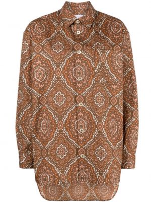 Bavlnená košeľa s potlačou s paisley vzorom A.p.c. hnedá