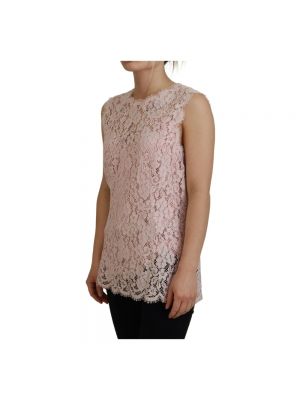 Blusa sin mangas de flores de encaje Dolce & Gabbana rosa
