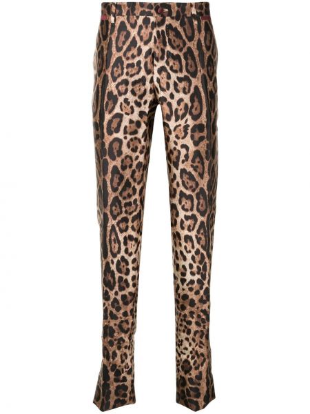 Pantalones slim fit con estampado leopardo Dolce & Gabbana marrón
