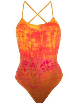 Costum de baie cu broderie tie dye Amir Slama portocaliu