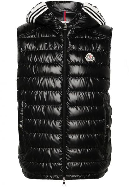 Péřová vesta s kapucí Moncler černá