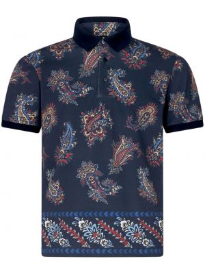 Bombažna polo majica s potiskom s paisley potiskom Etro modra