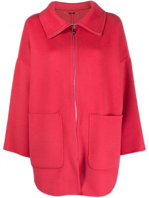 Vlněný kabát na zip Seventy růžový