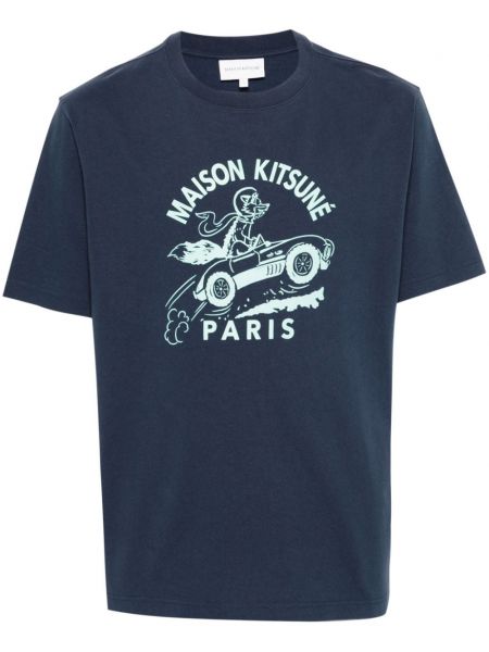 Medvilninis marškinėliai Maison Kitsuné mėlyna