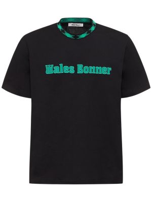 Βαμβακερή μπλούζα Wales Bonner μαύρο