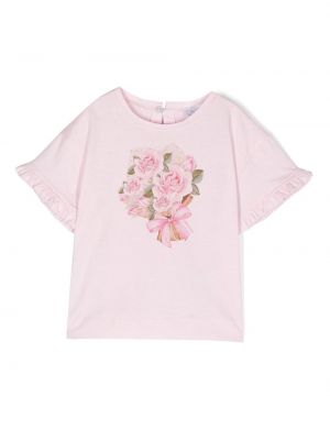 T-shirt a fiori Monnalisa rosa