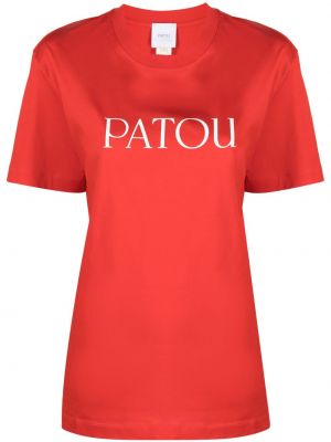 Bavlněné tričko s potiskem Patou červené