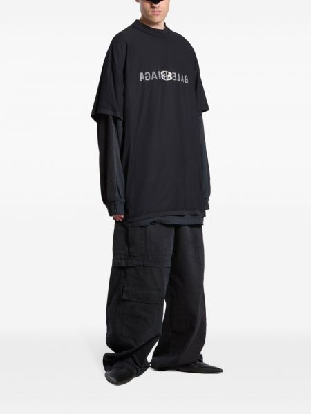 Raštuotas medvilninis marškinėliai Balenciaga juoda