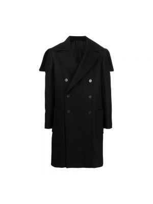 Czarny płaszcz zimowy wełniany Balmain