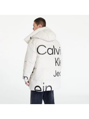 Džínová bunda relaxed fit Calvin Klein Jeans béžová