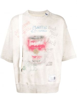 Distressed t-shirt aus baumwoll mit print Maison Mihara Yasuhiro