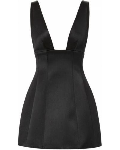 Копринена сатенена мини рокля от креп Brandon Maxwell черно