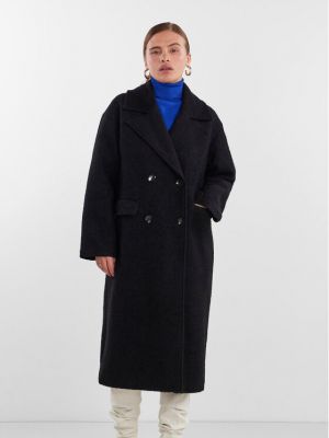 Voľný vlnený priliehavý kabát Y.a.s čierna
