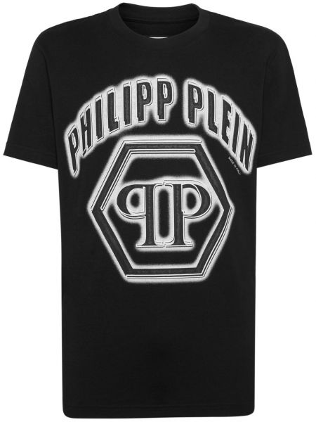 Koszulka bawełniana z nadrukiem Philipp Plein czarna