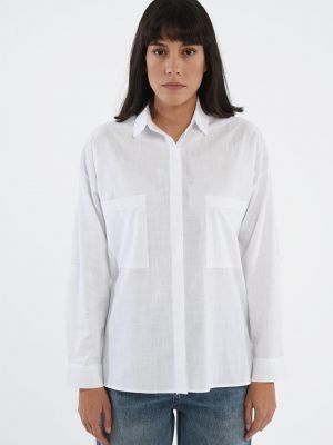 Джинсовая рубашка с карманами Cross Jeans белая