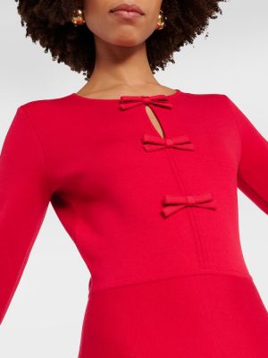 Sukienka midi wełniana Carolina Herrera czerwona
