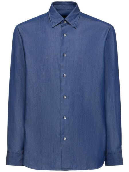 Camisa de algodón Brioni azul