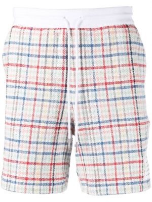 Shorts de sport à carreaux en tweed Thom Browne blanc