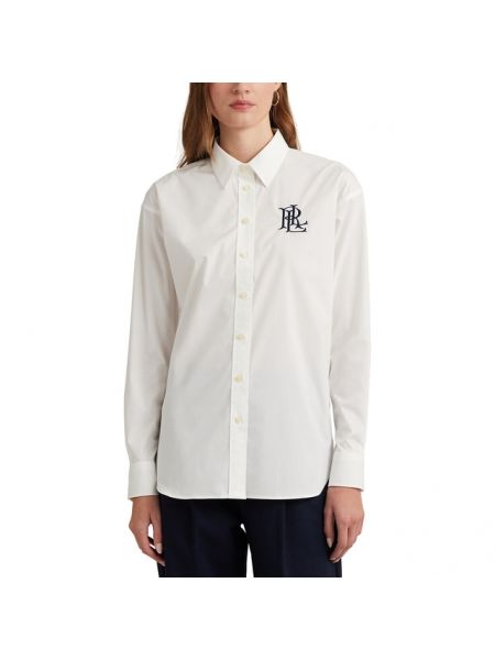 Camisa de algodón manga larga Lauren Ralph Lauren blanco
