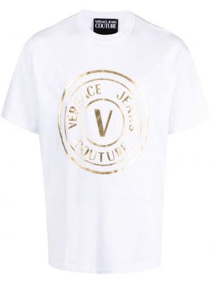 Bavlnené tričko s potlačou Versace Jeans Couture biela
