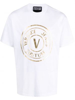 Tricou din bumbac cu imagine Versace Jeans Couture alb