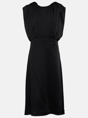 Drapované saténové dlouhé šaty Jil Sander černé