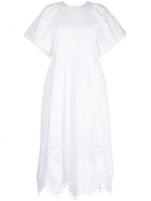Čipkované bavlnené šaty Rhode biela
