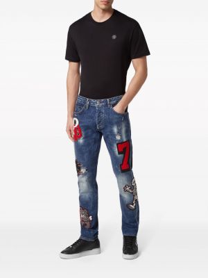 Slim fit skinny jeans mit stickerei Philipp Plein blau