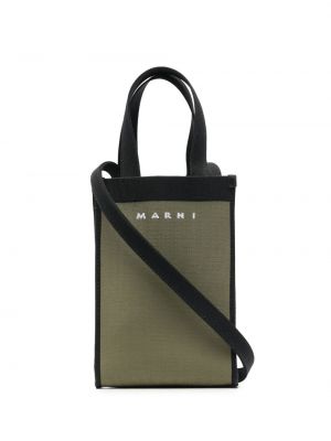 Плетени шопинг чанта Marni зелено