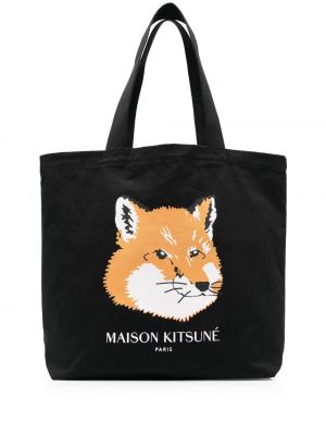 Trykt shoppingbag Maison Kitsuné svart