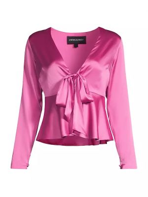 Розовая шелковая блузка с длинным рукавом Cynthia Rowley