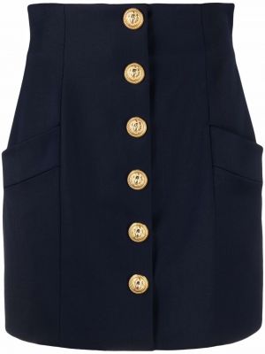 Falda de cintura alta con botones Balmain azul
