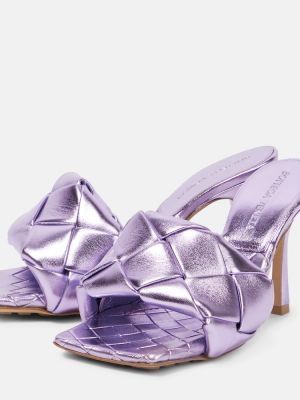 Kožené sandály Bottega Veneta fialové