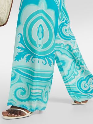 Pantaloni de mătase cu imagine Etro albastru