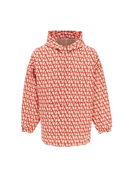 Jedwabna bluza z kapturem Valentino Garavani czerwona