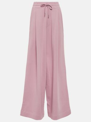 Plisirane pamučne hlače bootcut Dries Van Noten ružičasta