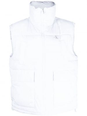 Rifľová vesta s potlačou Calvin Klein Jeans biela