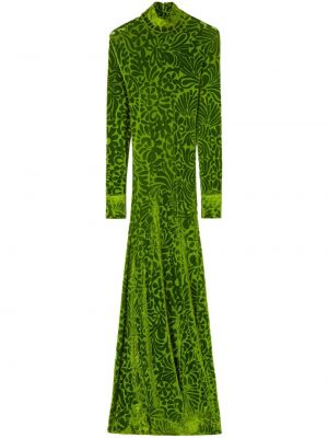 Kvetinové koktejlkové šaty s potlačou Jil Sander zelená