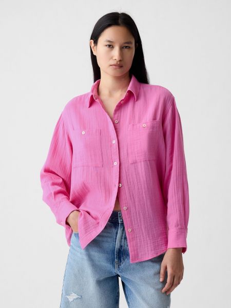 Oversized μακρύ πουκάμισο από μουσελίνα Gap